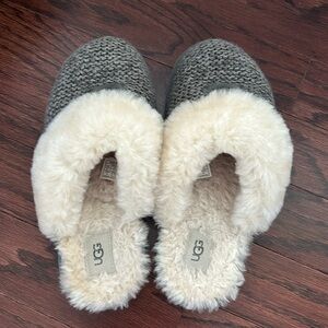 Grey UGG slippers.